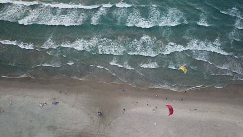 High angle view of people on the beach