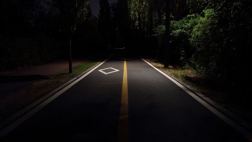 Road sign amidst trees