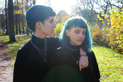 Happy couple in park