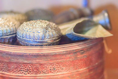 Close-up of jar on table