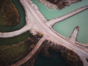 High angle view of land