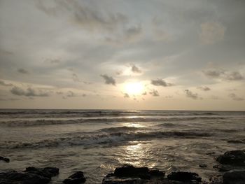 Scenic view of sea against sky during sunset