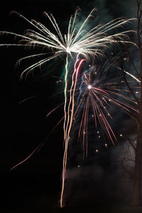 Firework display at night