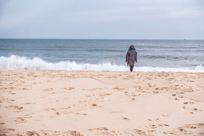 Rear view of man on beach