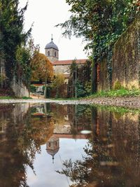 Reflection of building in lake