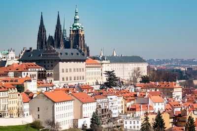 Prague cityscape in a sunny day