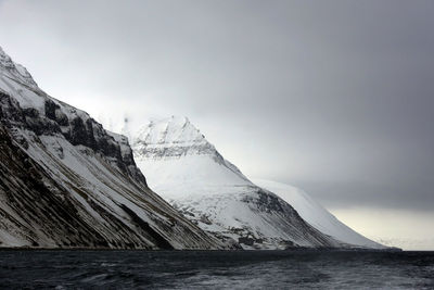 Scenic view of snowcapped mountain against sky