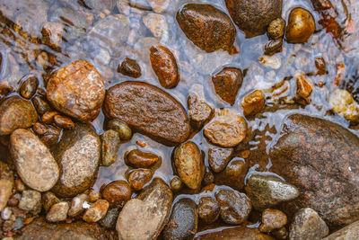 Close-up of granite rocks in a river