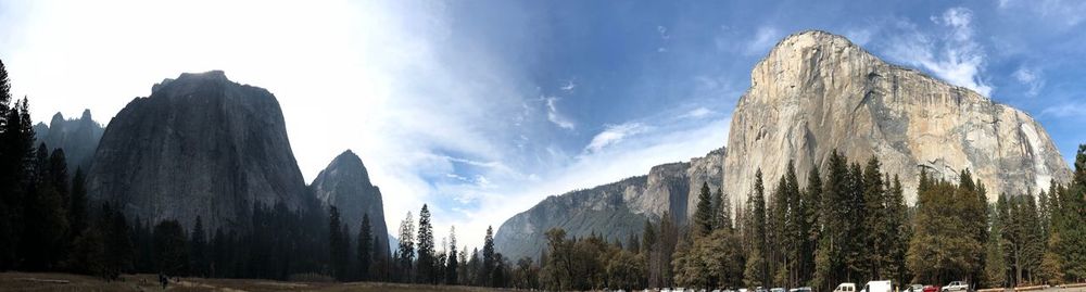 Panoramic view of mountains against sky