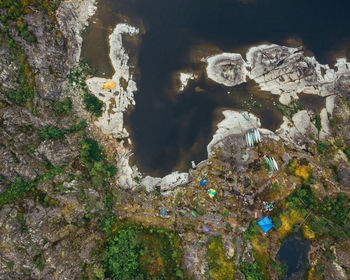 High angle view of rock amidst rocks