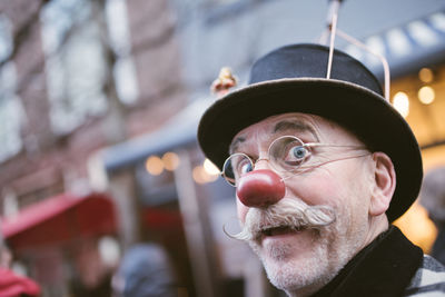 Close-up of man wearing eyeglasses