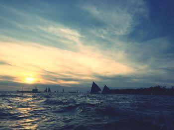 Scenic view of sea during sunset