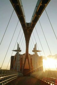Suspension bridge over river