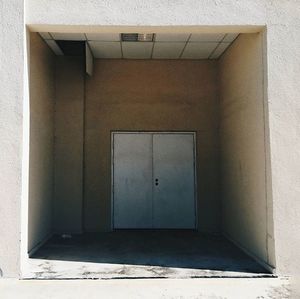 Closed door of building