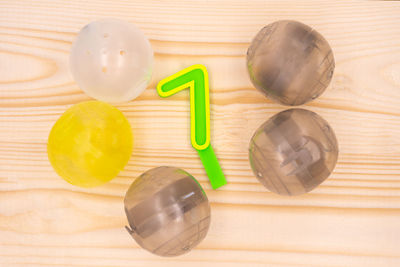 High angle view of ice cream on table