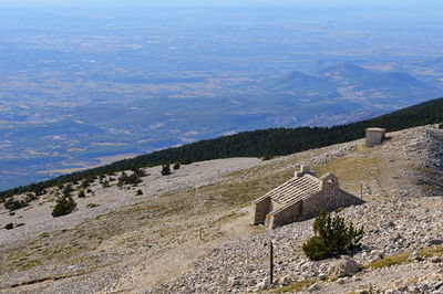 High angle view of people on mountain