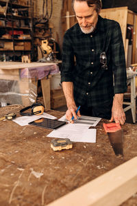 Man working on table