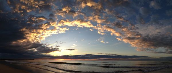 Scenic view of sea against cloudy sky