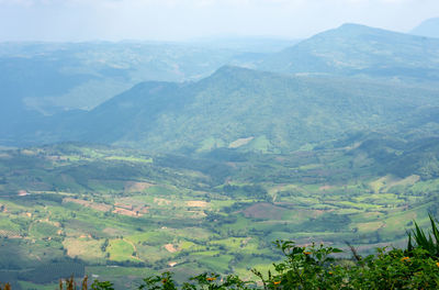 Aerial view of landscape and mountains