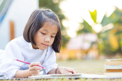 Close-up of a girl looking at camera