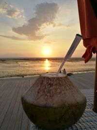 Scenic view of calm sea at sunset