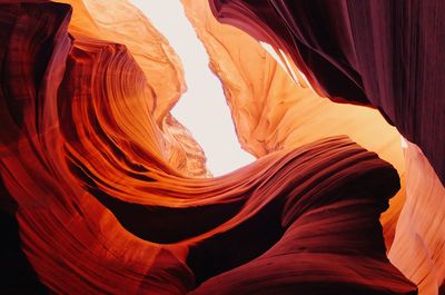 Low angle view of sandstone at antelope canyon