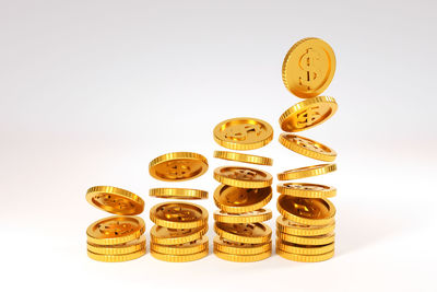 Stack of cupcakes against white background