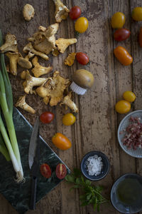 High angle view of fruits on table