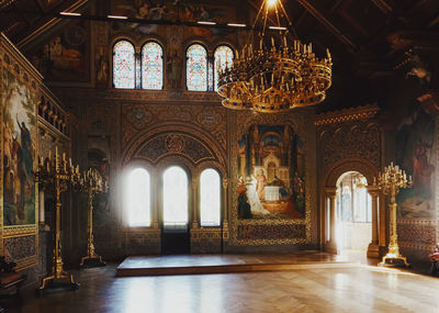 Interior of illuminated building