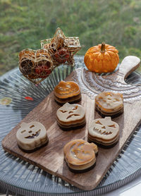 Close-up of cookies on table