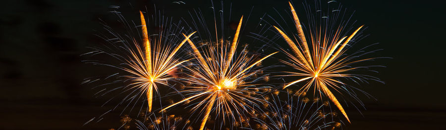 Low angle view of fireworks in sky at night