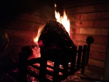 Close-up of illuminated fire