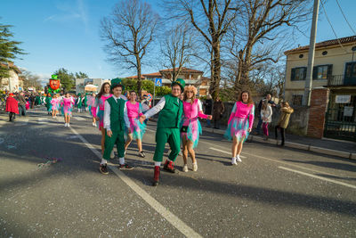 People walking on road