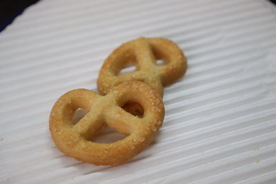 High angle view of bread on table