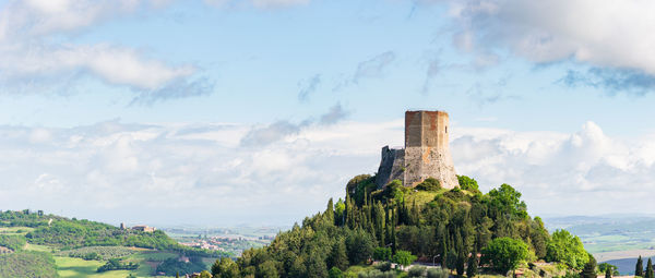 Low angle view of fort against sky