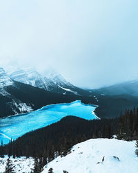 Scenic view of snow covered mountains against sky