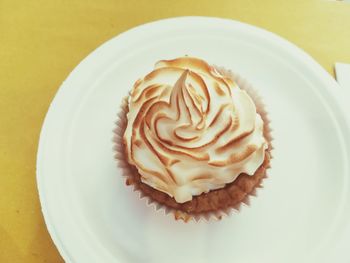 Directly above shot of cake on plate