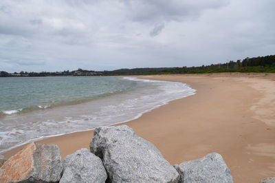 Scenic view of beach against sky