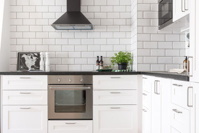 Cabinets in kitchen at home