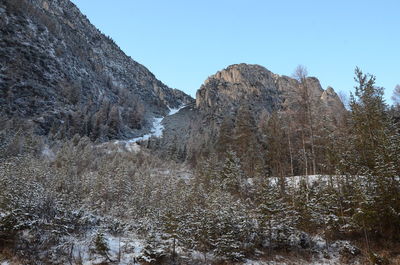 Scenic view of mountains against clear sky