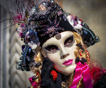 Close-up of person wearing mask during carnival