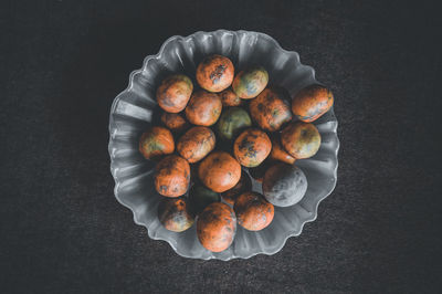 High angle view of berries on table