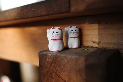 Close-up of toys on table