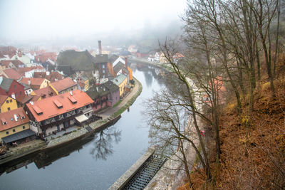 High angle view of buildings in city