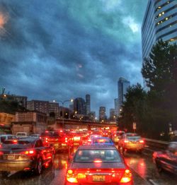 City street against cloudy sky