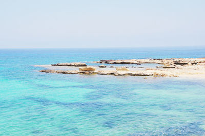 Scenic view of sea against clear sky