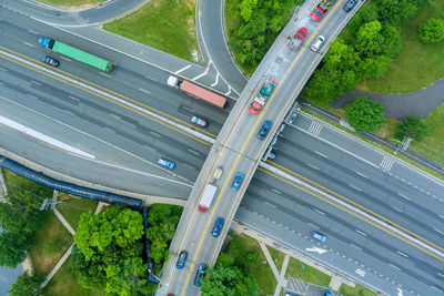 High angle view of highway on road