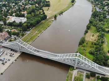 High angle view of bridge over river