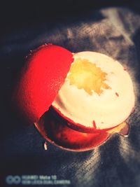 Close-up of ice cream on table