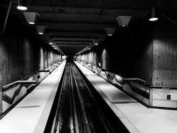 View of railroad tracks in subway station